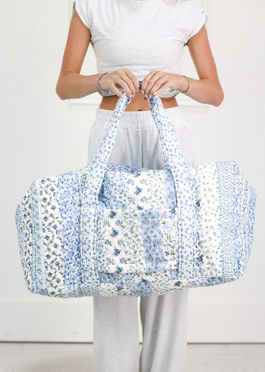 Blue Paige Patchwork Quilted Duffle Bag
