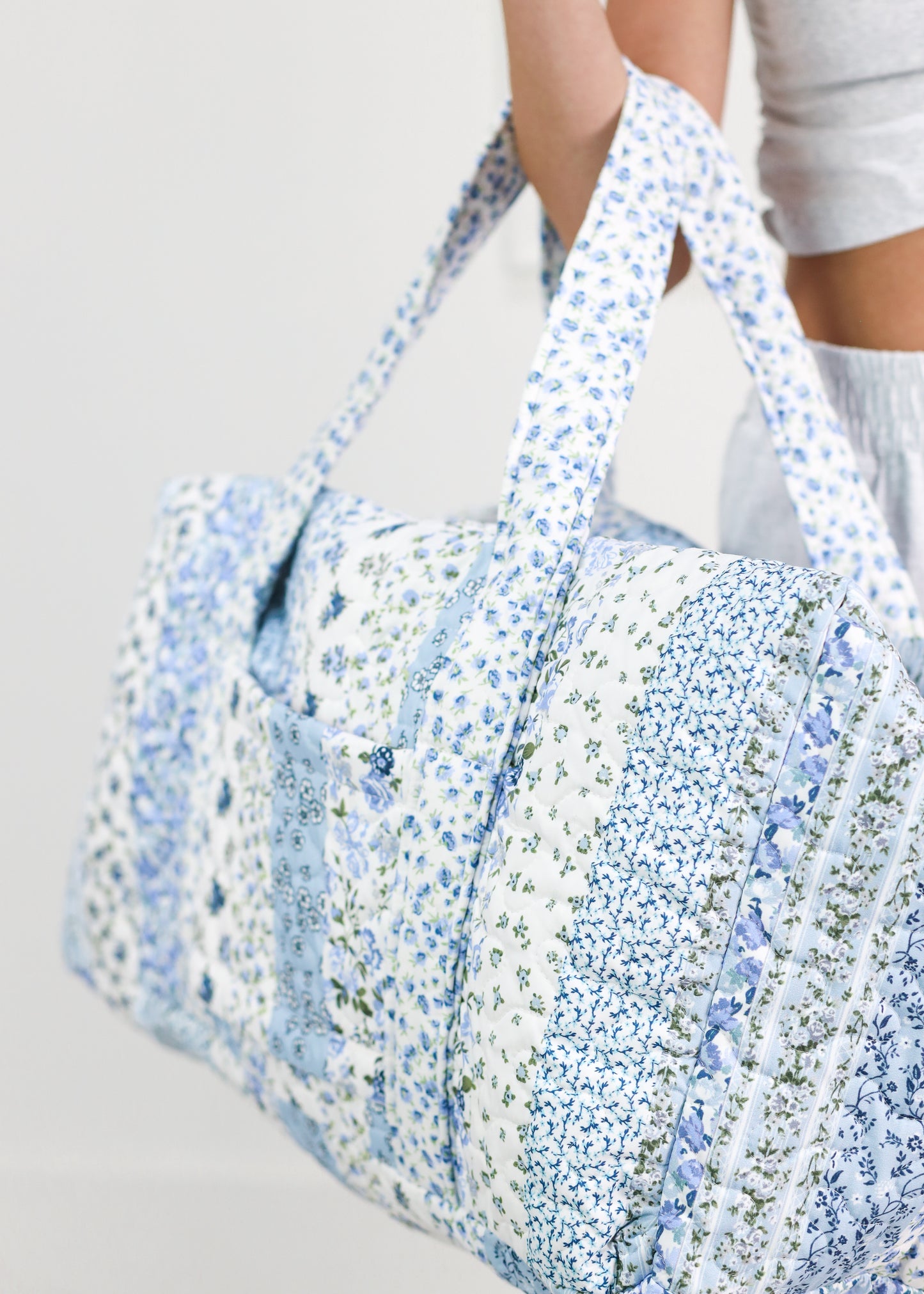 Blue Paige Patchwork Quilted Duffle Bag
