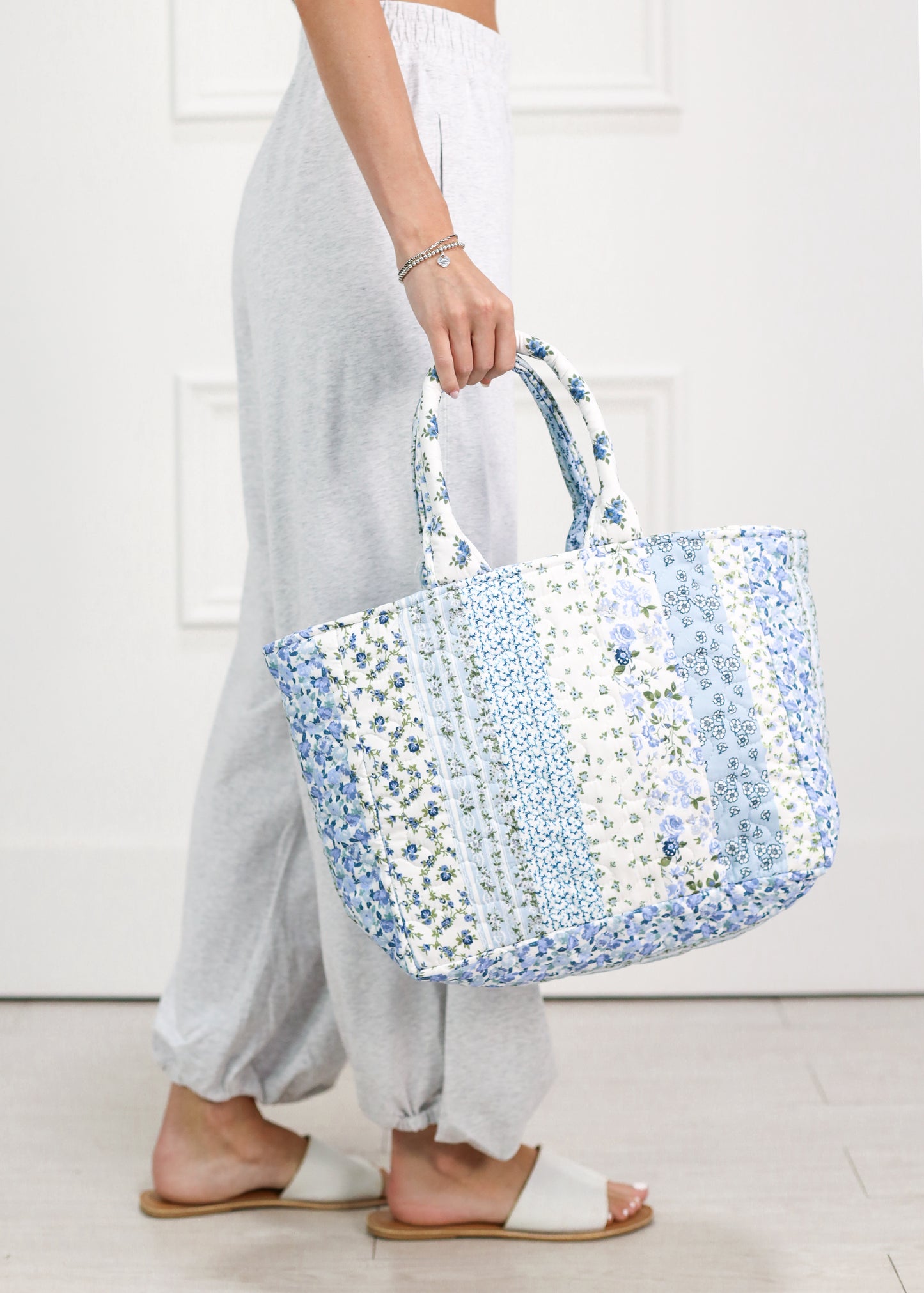 Paige Patchwork Blue Quilted Handbag
