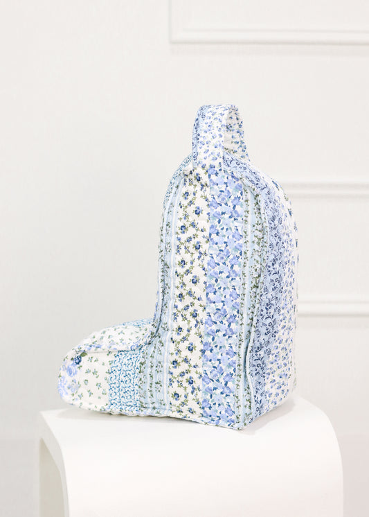 Blue Paige Patchwork Quilted Boot Bag