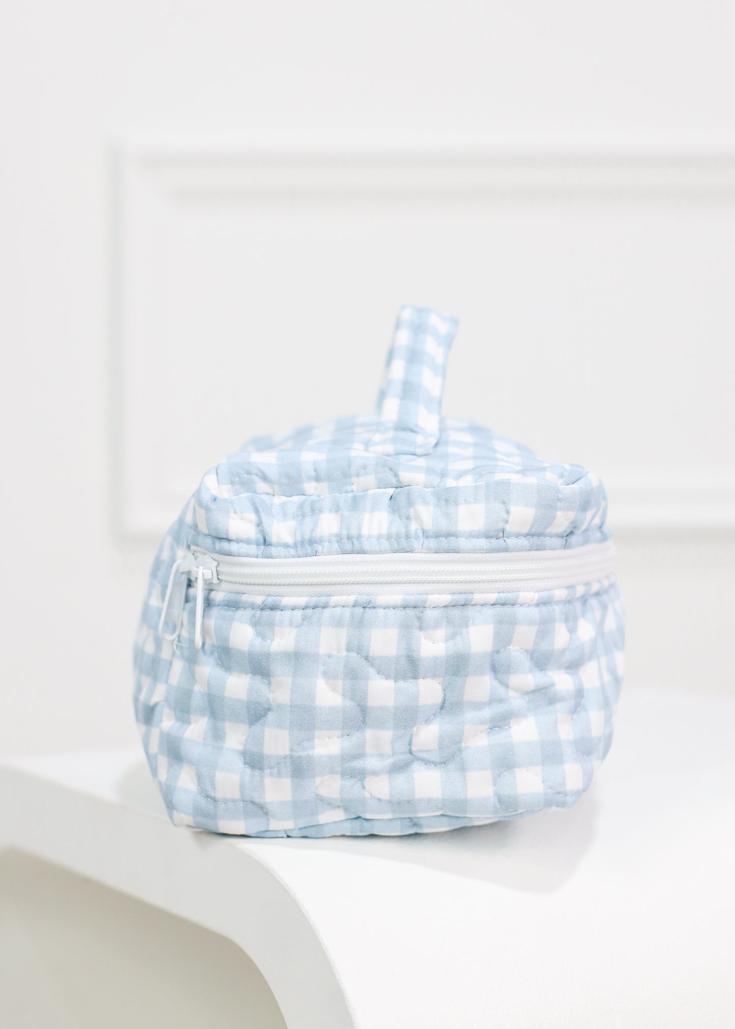 Blue Gingham Quilted Travel Case