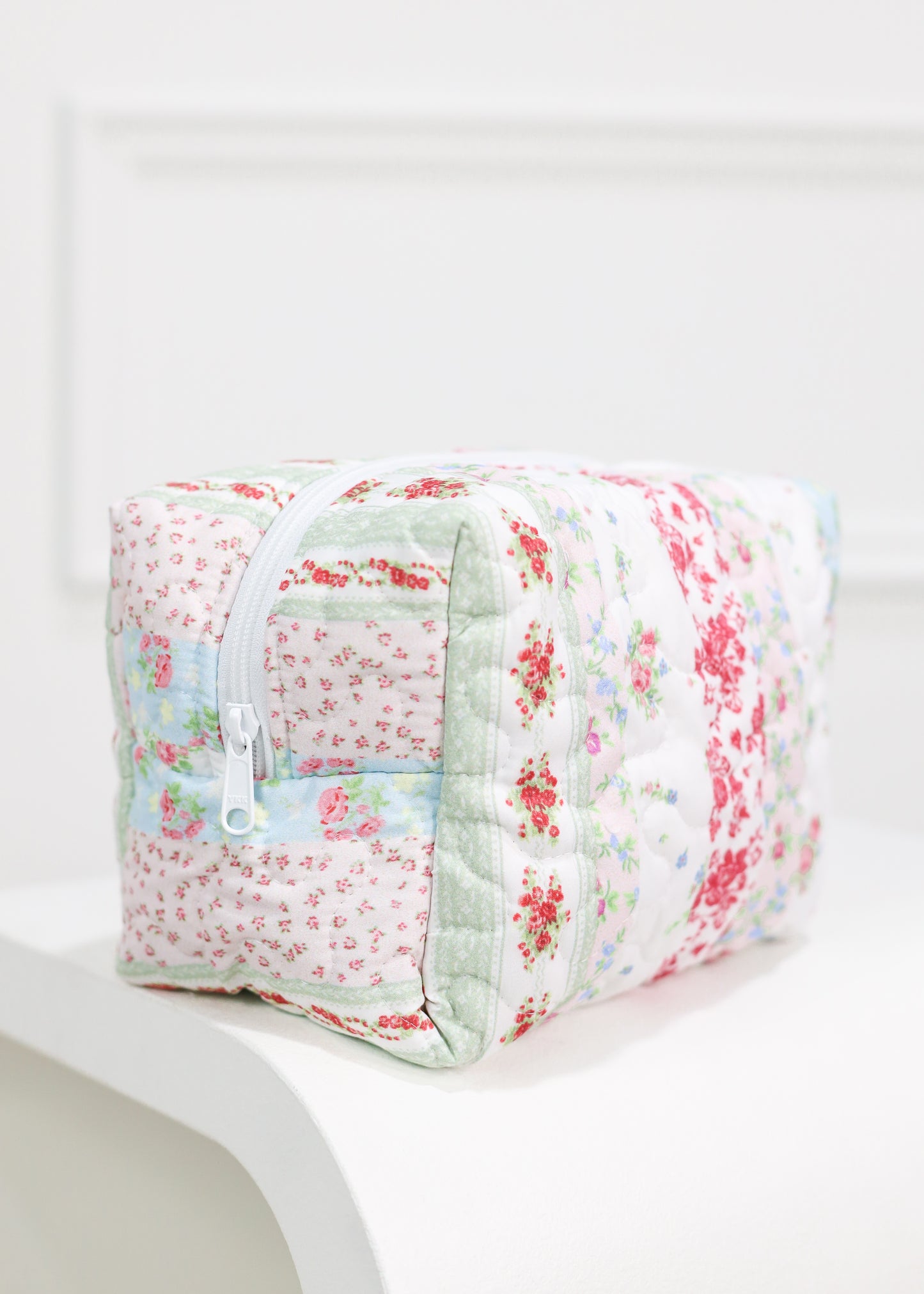 Patchwork Stripe Quilted Makeup Bag L