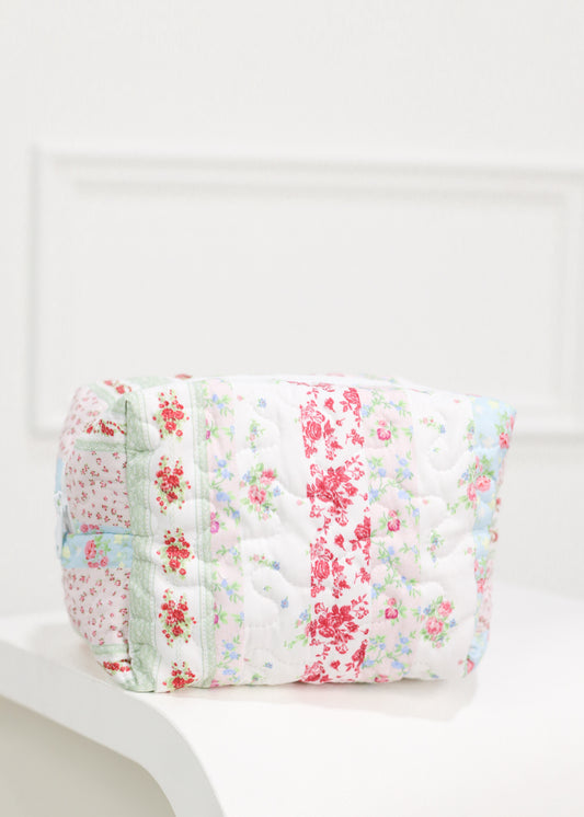 Patchwork Stripe Quilted Makeup Bag L