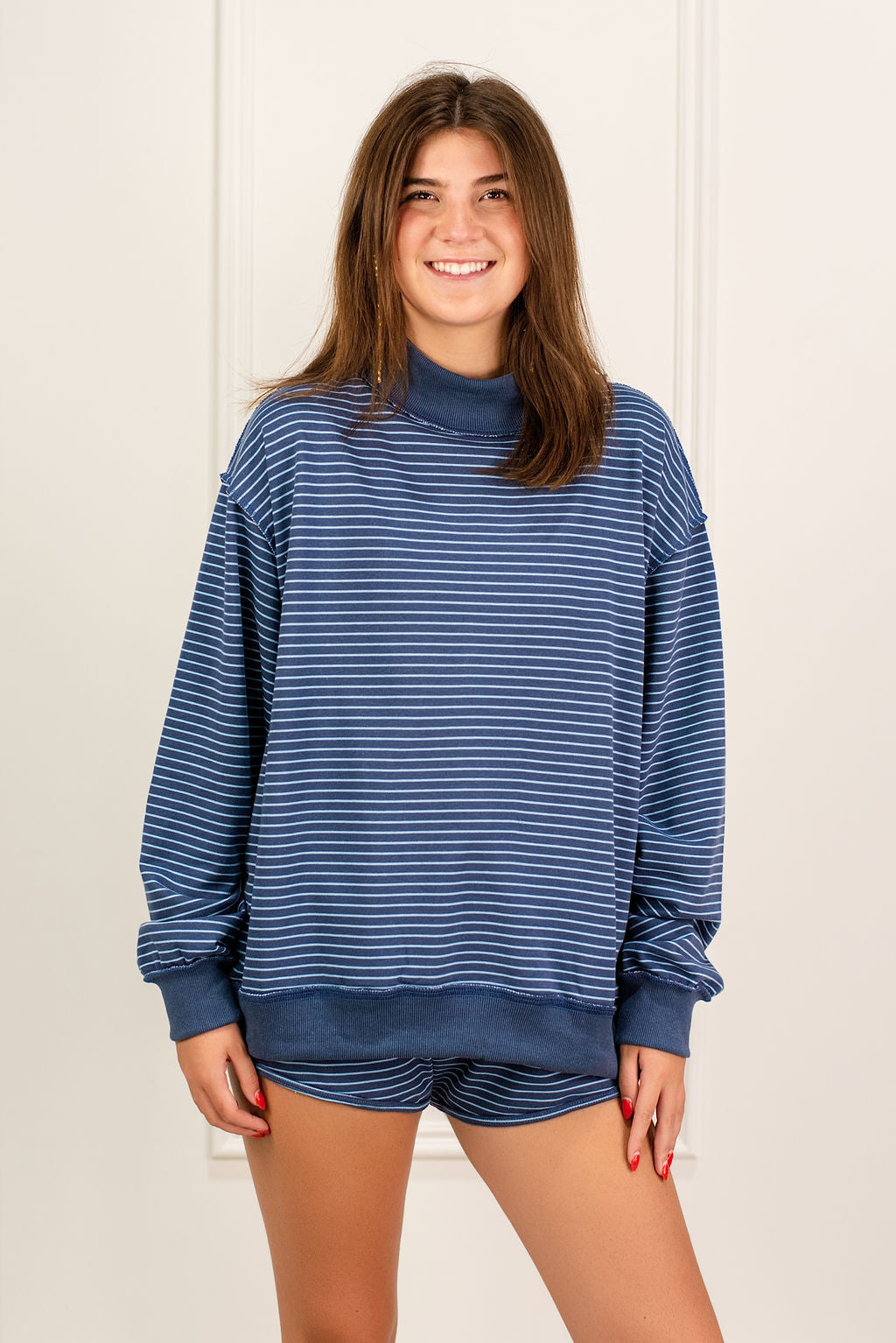 Striped Mockneck Navy/Blue