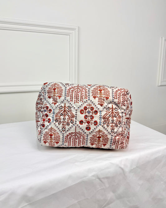 Tavi Sand Patchwork Quilted Makeup Bag L