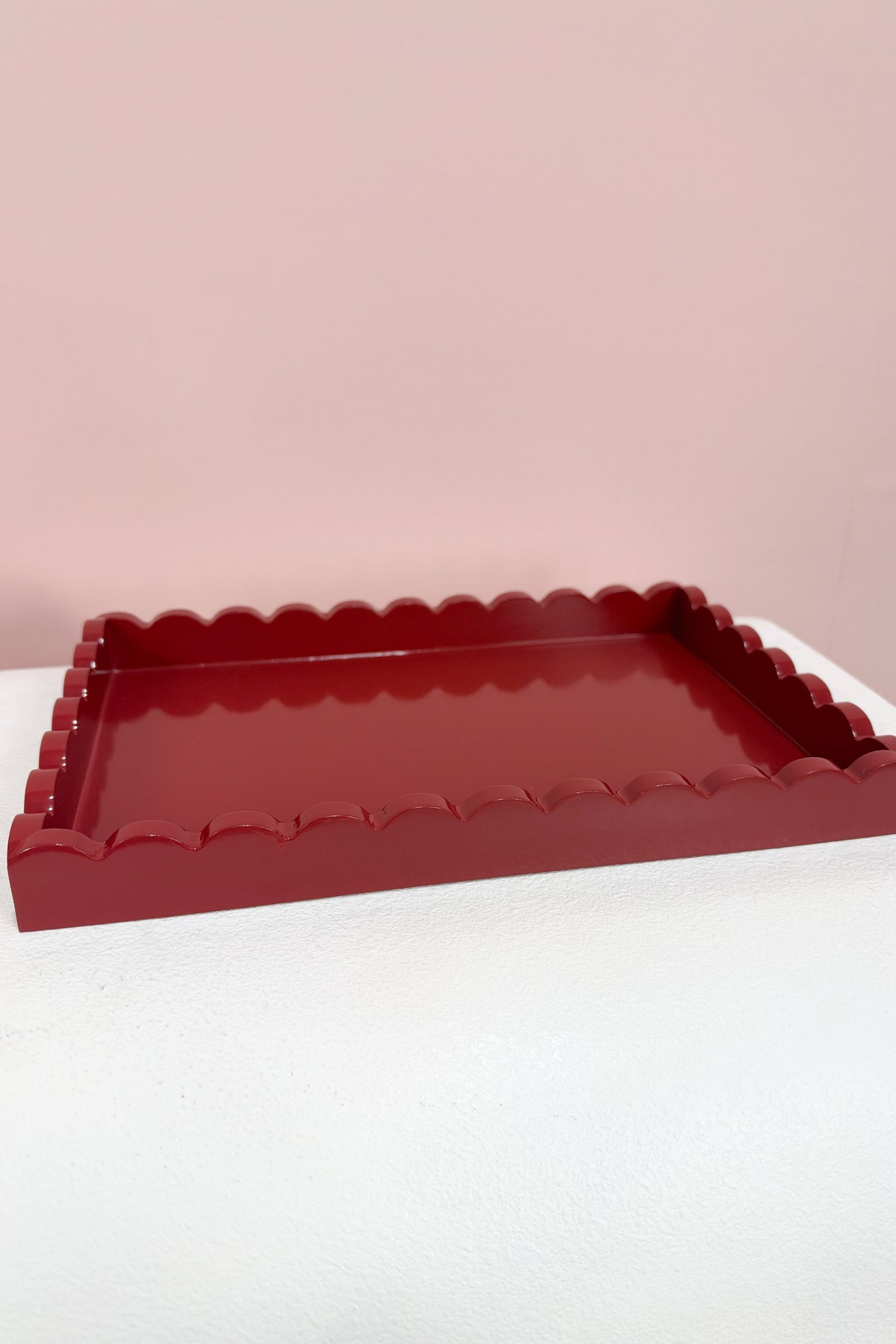 Red Scallop Tray Set of 2