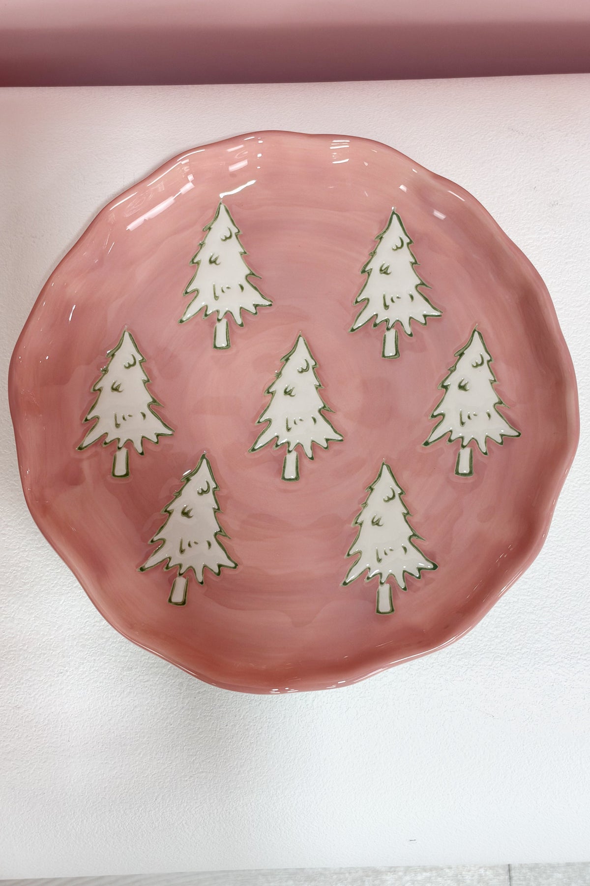 Hand Painted Pink & White Tree Plate