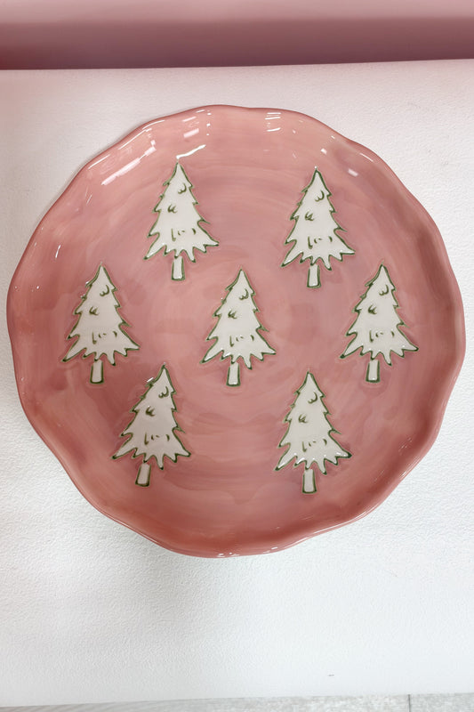 Hand Painted Pink & White Tree Plate