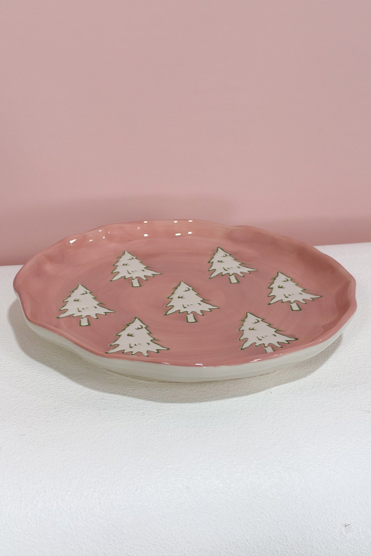 Hand Painted Pink & White Tree Plate