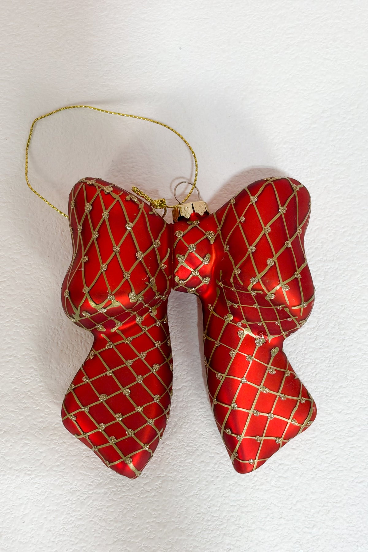 Glass Bow Ornament w/ Glitter
