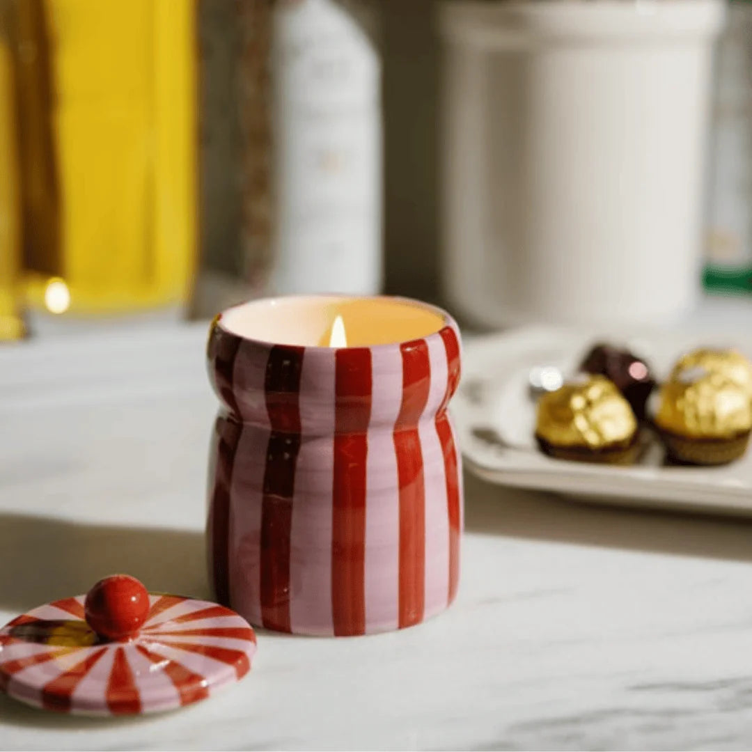 Pink Peppermint Stripe Candle