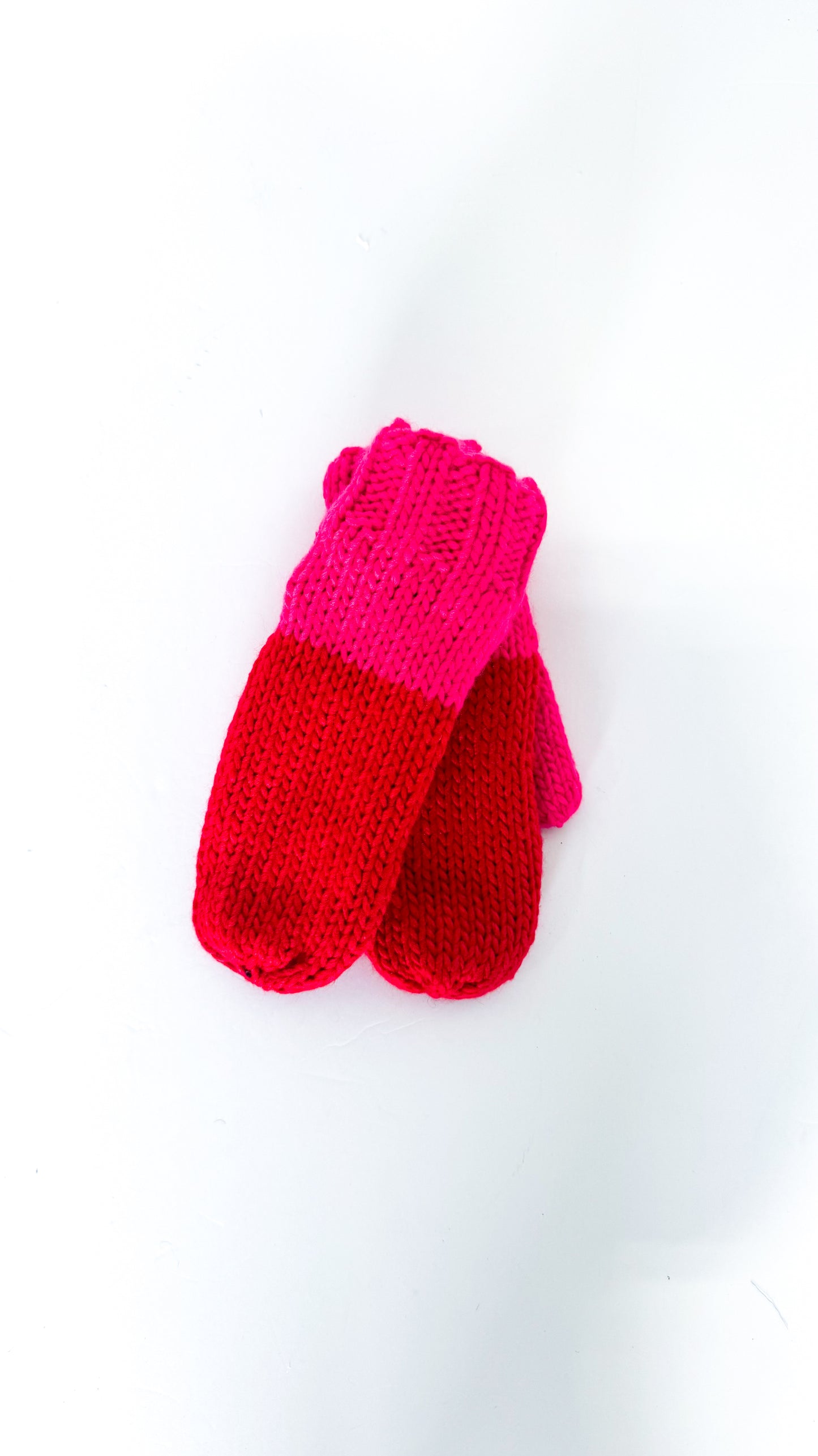 Red/Pink Color Block Knit Mittens