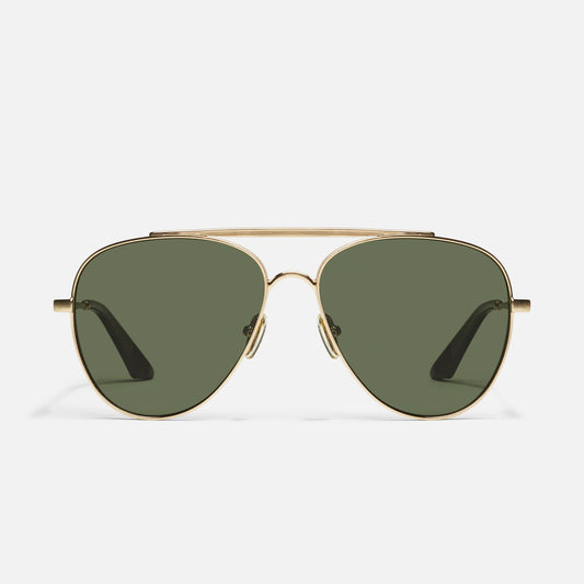 Free Fall Quay Sunglasses - Brushed Gold/Green