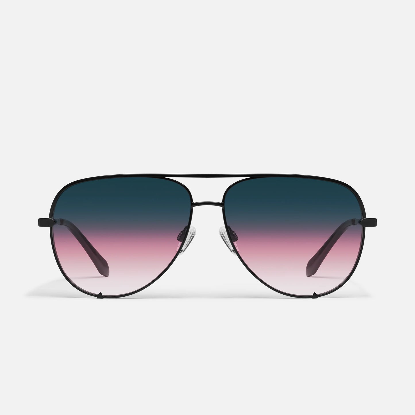 High Key Extra Large Quay Sunglasses - Black/ Teal - Clothe Boutique