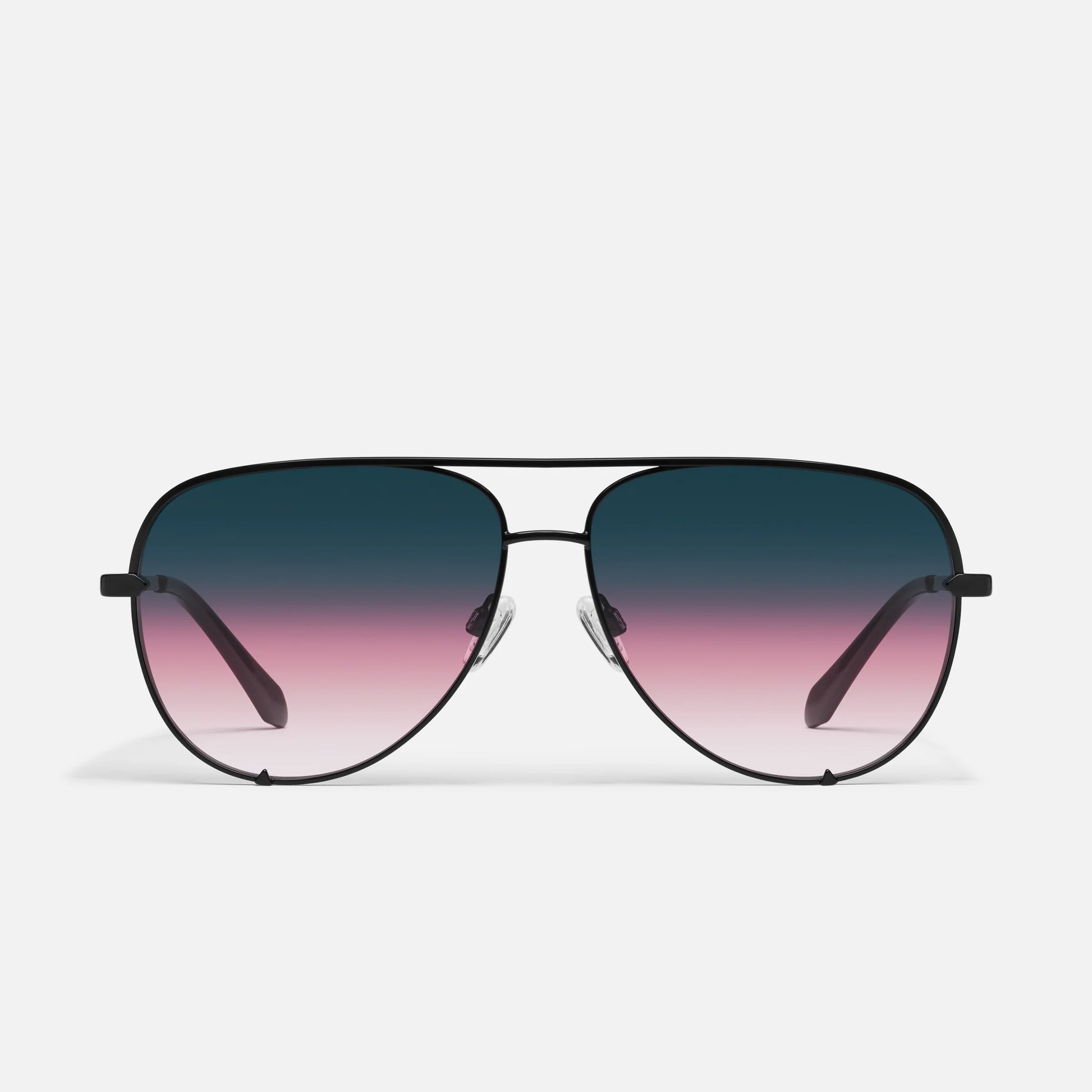 High Key Extra Large Quay Sunglasses - Black/ Teal - Clothe Boutique