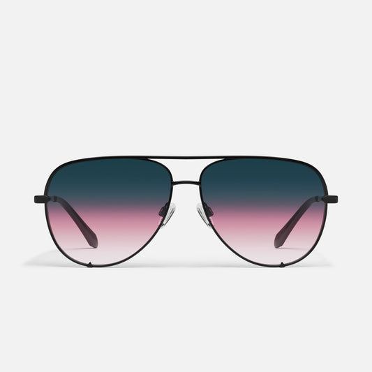 High Key Extra Large Quay Sunglasses - Black/ Teal - Clothe Boutique
