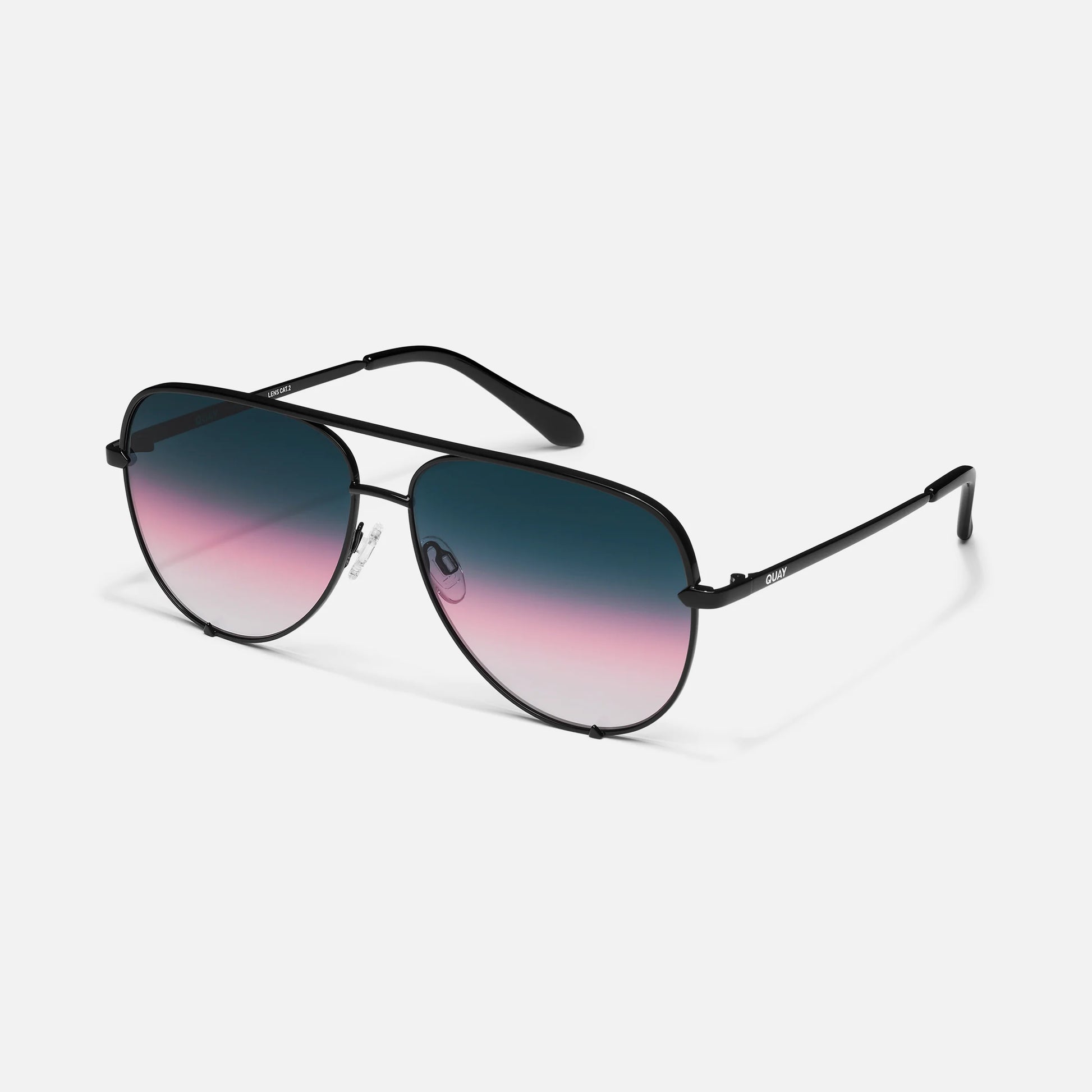 High Key Extra Large Quay Sunglasses - Black/ Teal - Clothe Boutique