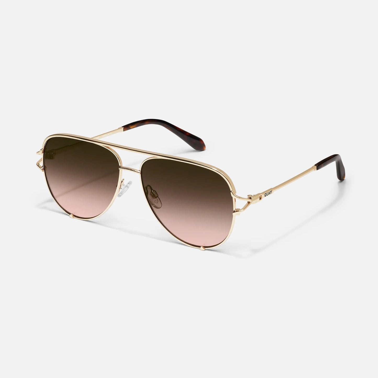 High Key Twist Quay Sunglasses - Gold/Brown Rose