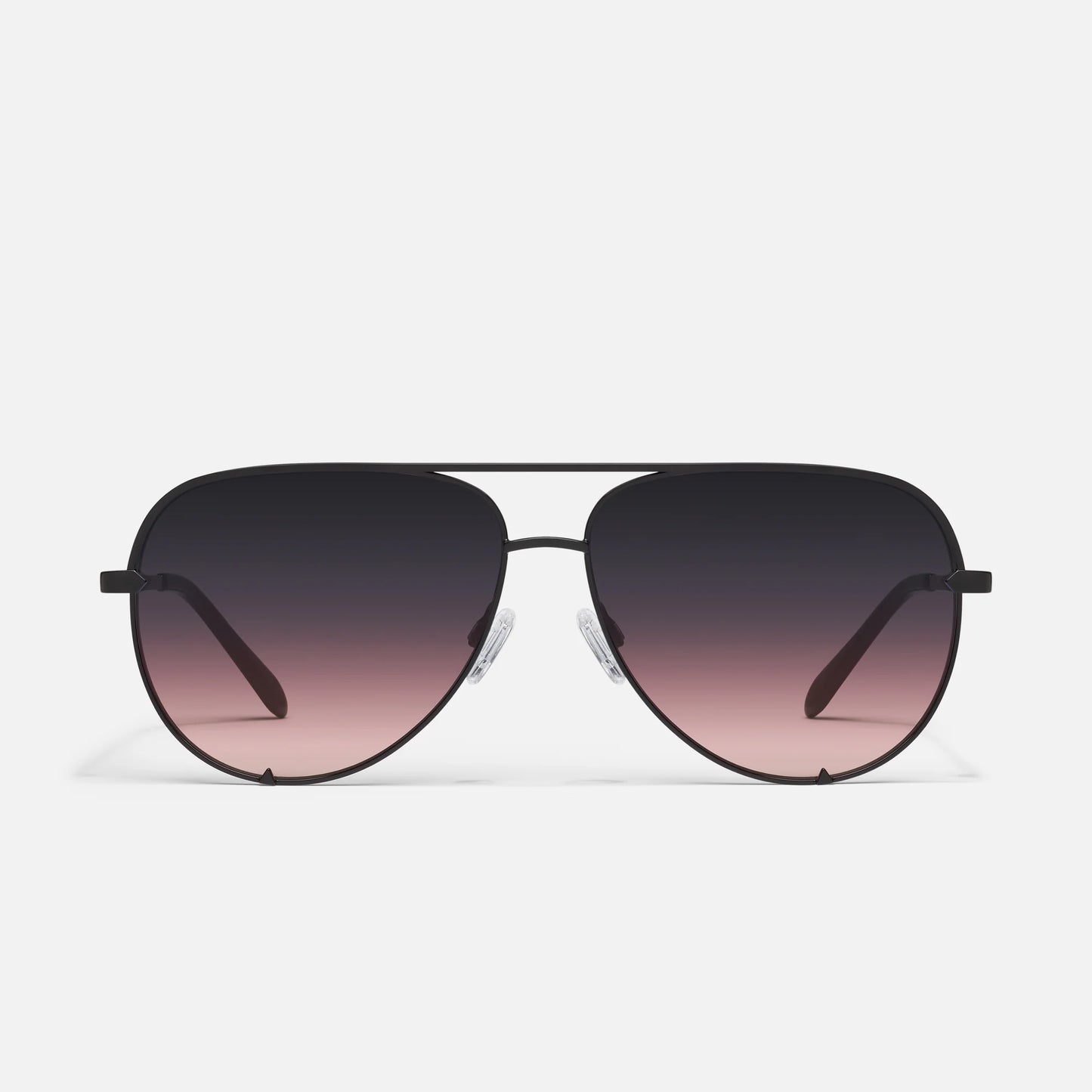 High Key Extra Large Quay Sunglasses - Black/Black Plum