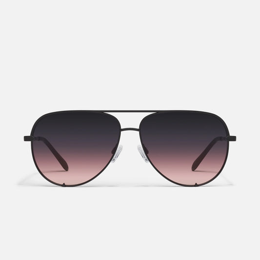 High Key Extra Large Quay Sunglasses - Black/Black Plum