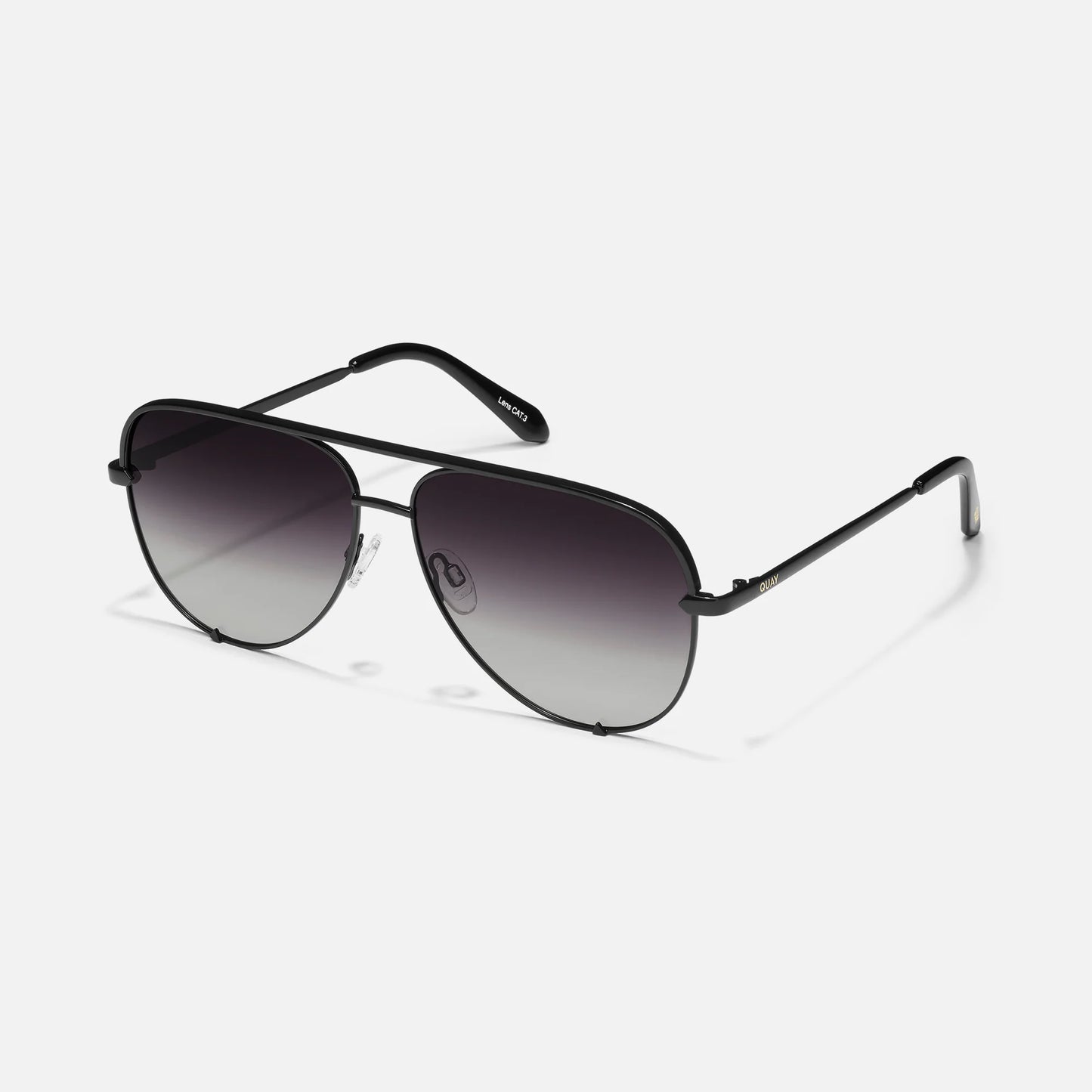 High Key Mini Quay Sunglasses - Black/Smoke Fade