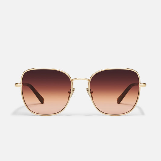 Up Town Quay Sunglasses - Brushed Gold/Maple Honey