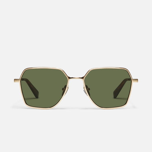 World Tour Quay Sunglasses - Brushed Gold/Green