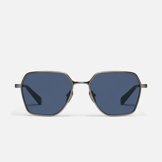 World Tour Quay Sunglasses - Brushed Gunmetal/Navy