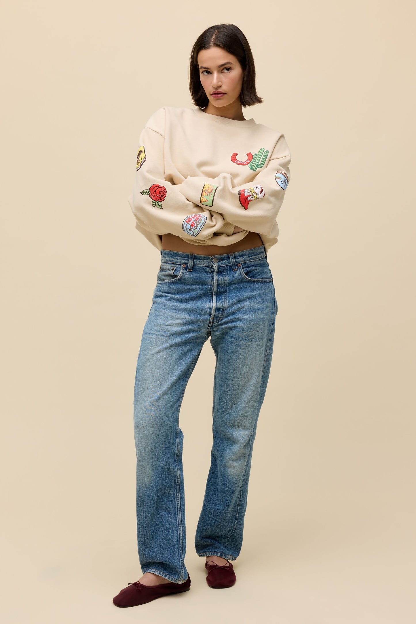 Western Patches Oversized Crewneck