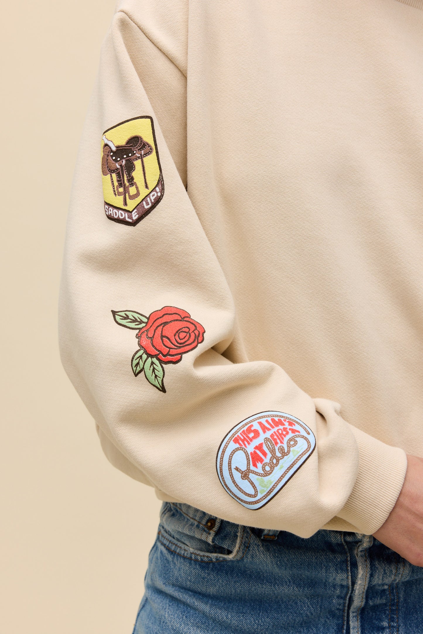 Western Patches Oversized Crewneck