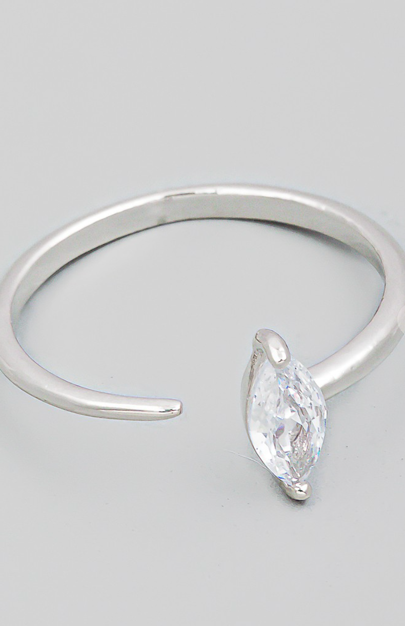 Rhinestone Open Ring Silver