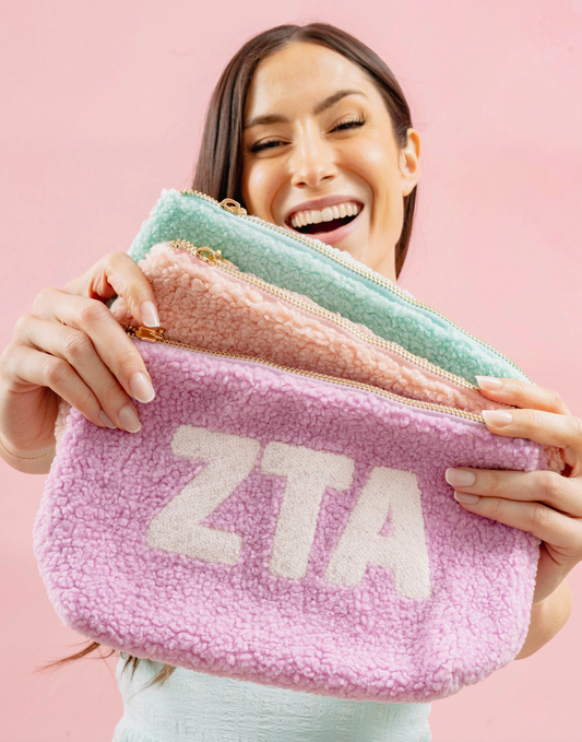 Greek Teddy Pouch Blush