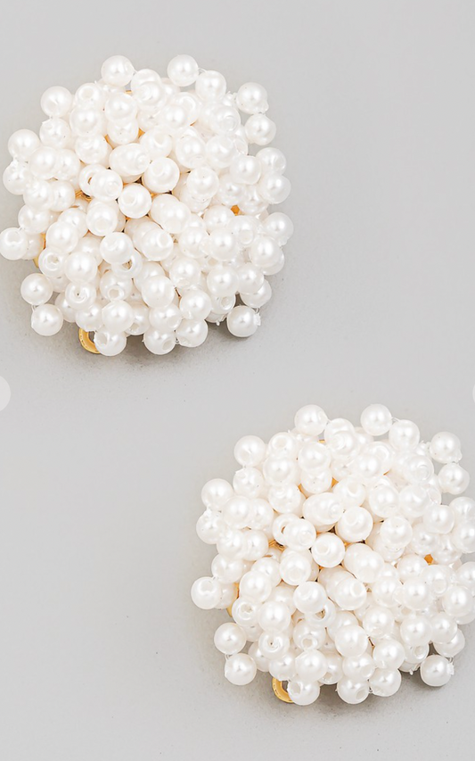 Cluster of Beads Studs White