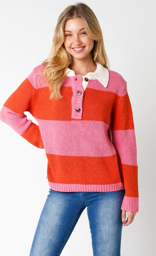 Cora Stripe Collared Sweater