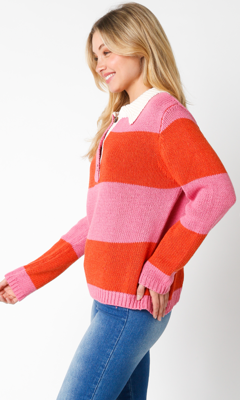 Cora Stripe Collared Sweater
