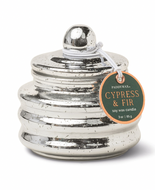 Cypress & Fir 3oz. Silver Candle w/ Lid