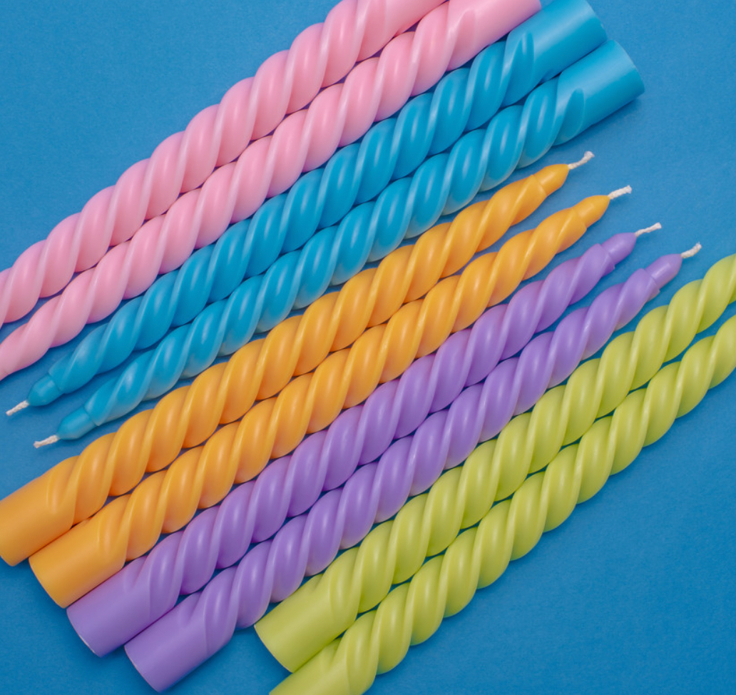 Blue Twisted Taper Candles