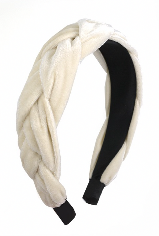 Braided Velvet Headband Ivory