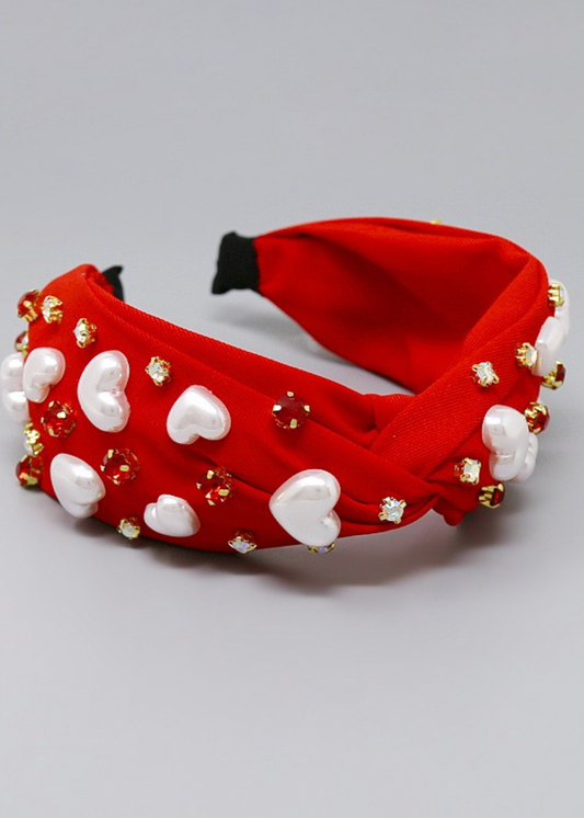Pearl + Heart Embellished Headband