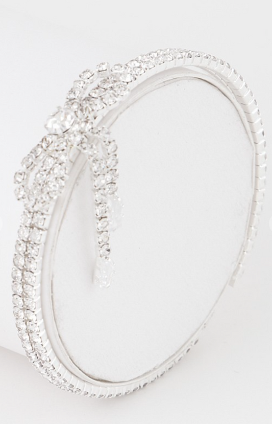 Double Jeweled Ribbon Bracelet Silver