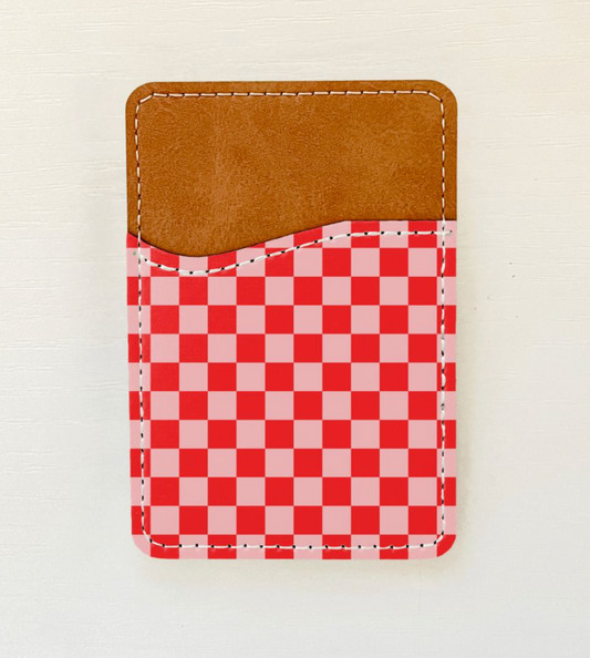 Sticky Phone Wallet - Red Checker