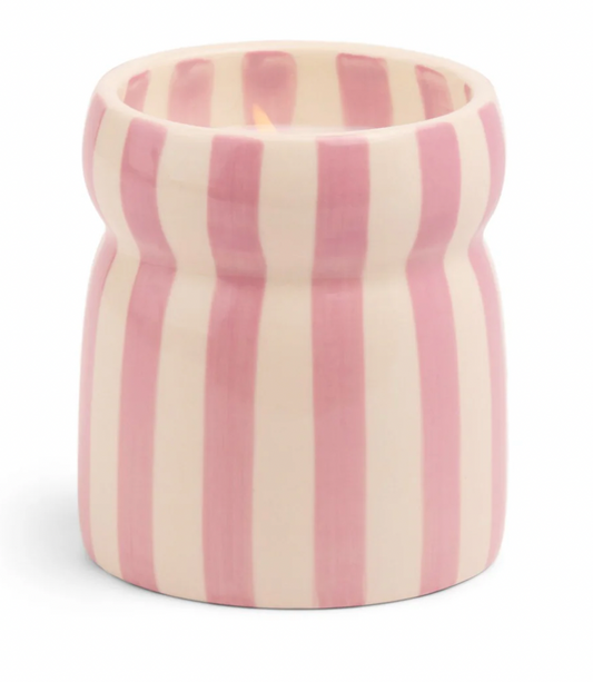 Pink Striped Ceramic Candle - Clothe Boutique