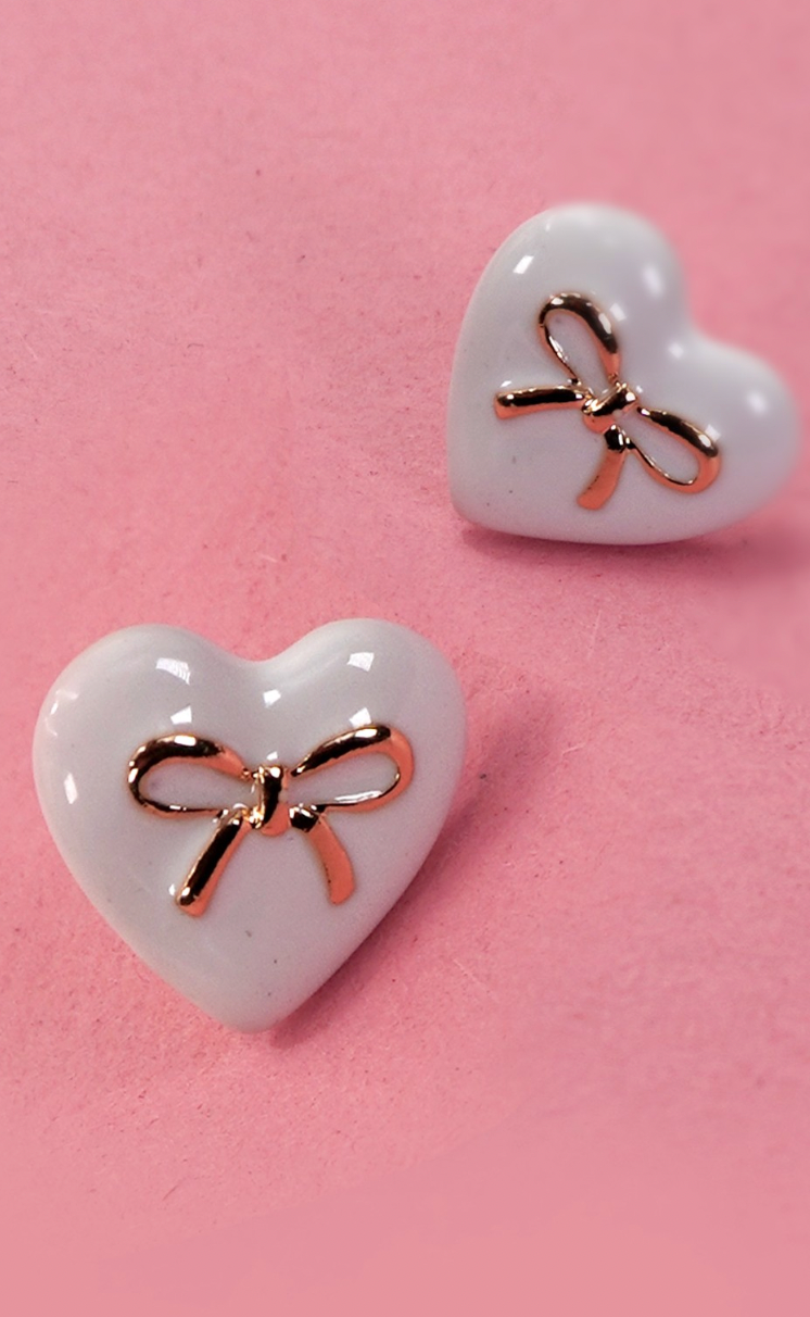 Epoxy Heart Bow Studs