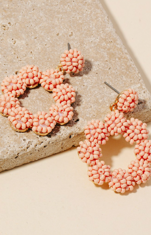Seed Beaded Hoop Earrings