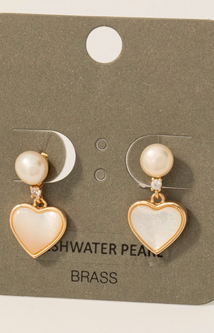 Freshwater Pearl Heart Studs