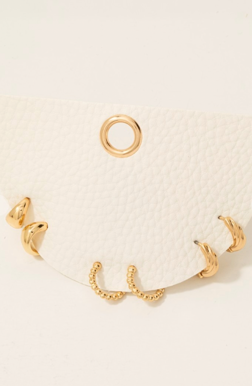 Three Pair Textured Hoop Set