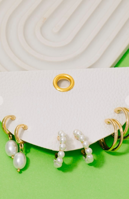 Mixed Pearl Hoop Set