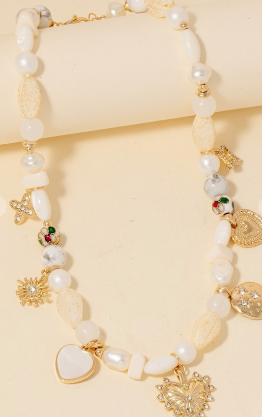 Mixed Beads Charm Necklace