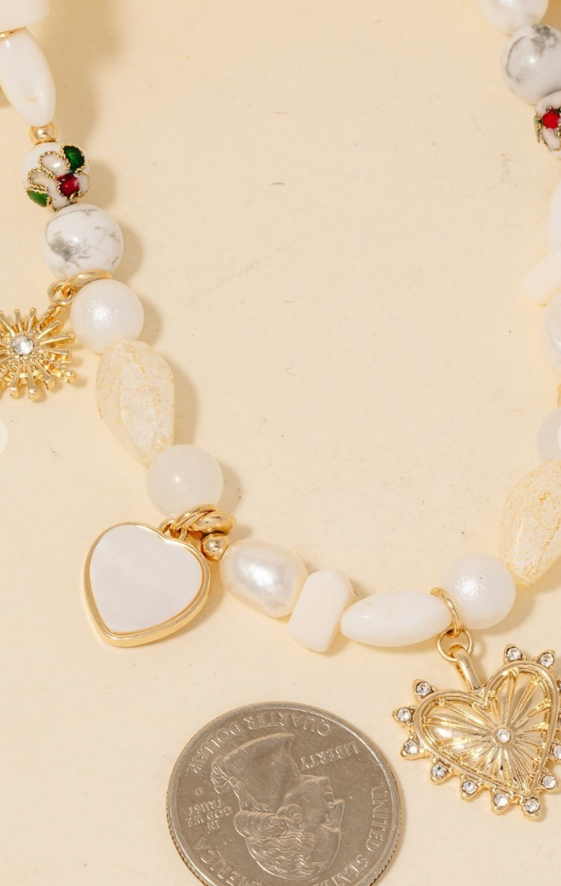 Mixed Beads Charm Necklace