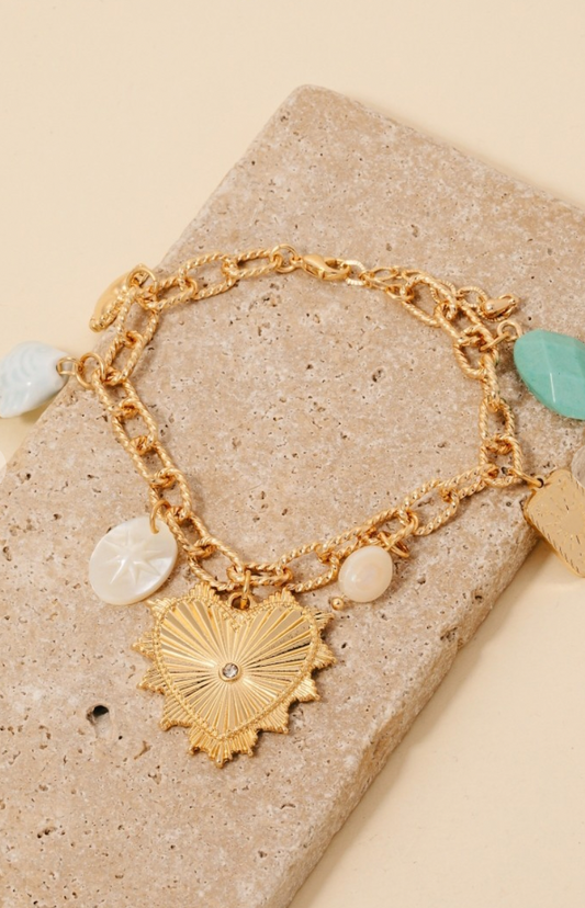 Heart & Sea Stone Bracelet